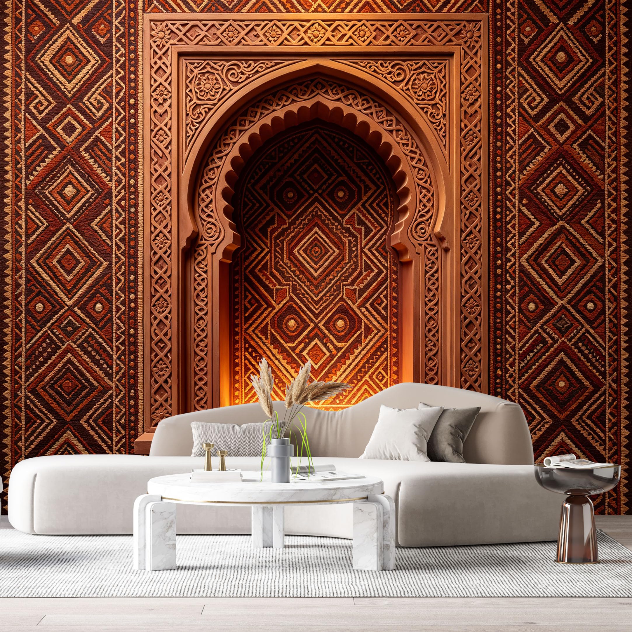 Custom Size Wall Murals Geometric Diamond Horseshoe Arch 3D Trompe L'Oeil SelfAdhesiveWall Fabric Removable Wallpaper Wall Decor for Living Room Bedroom Bathroom