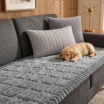 Fixwal Waterproof Flannel Dog Couch Cover, 27.6" x 70.9", Light Gray
