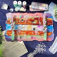 Vista 10 de Geode Agate Tray Resin Mold Silicone for Epoxy, Polymer Clay, Platter, Serving Board, with Metal Frame, Round 10.2inch