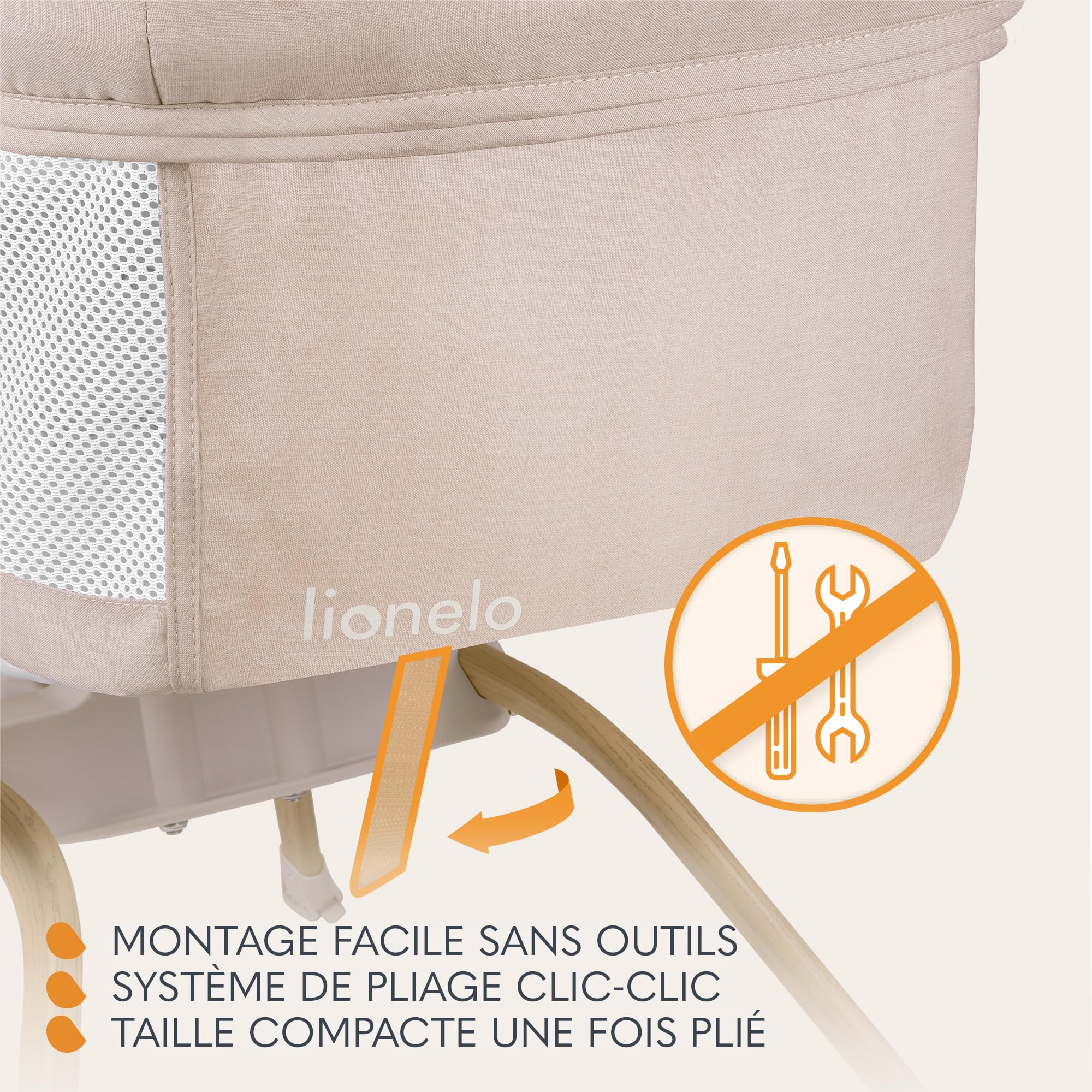 lionelo Malin Evo lit bébé 3 en 1 avec Fonction de Berceau, lit Parapluie bébé avec Matelas, 0-9kg, Pliable, léger