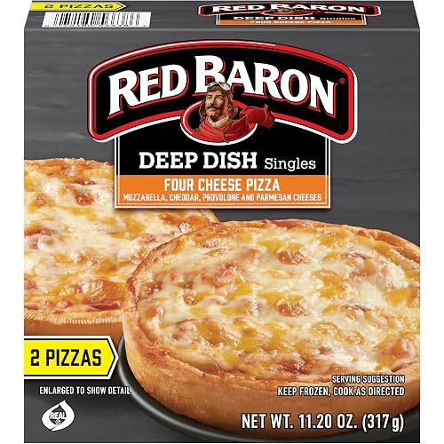 Red Baron Deep Dish Singles 4 Cheese Pizza, 11.2 oz (frozen), 2 count (Pack of 1)