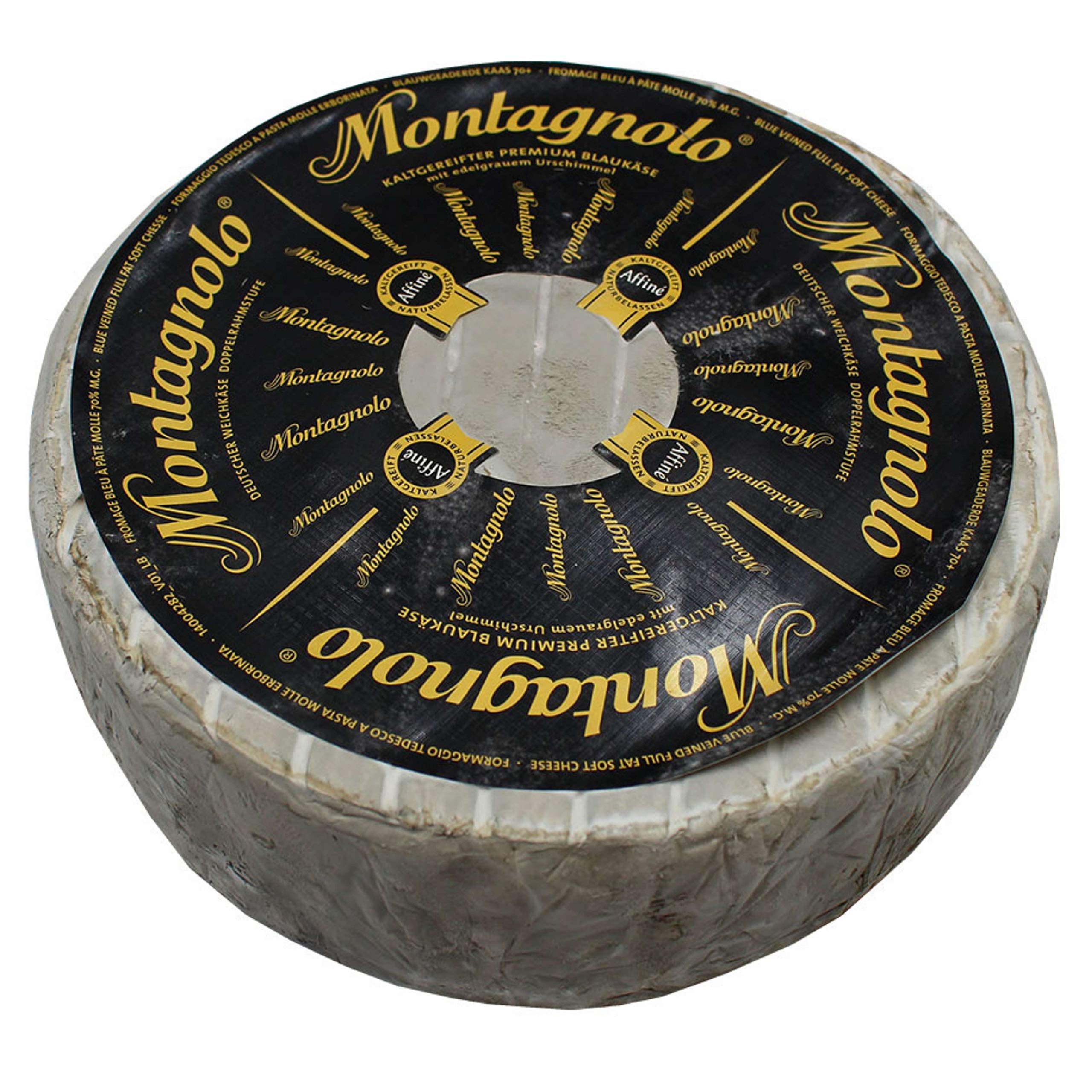 Queso Azul Cremoso Montagnolo - Hecho a partir de leche de vaca pasteurizada y se elabora a partir de una receta tradicional - Medio Queso 1.100 gramos Peso Aproximado