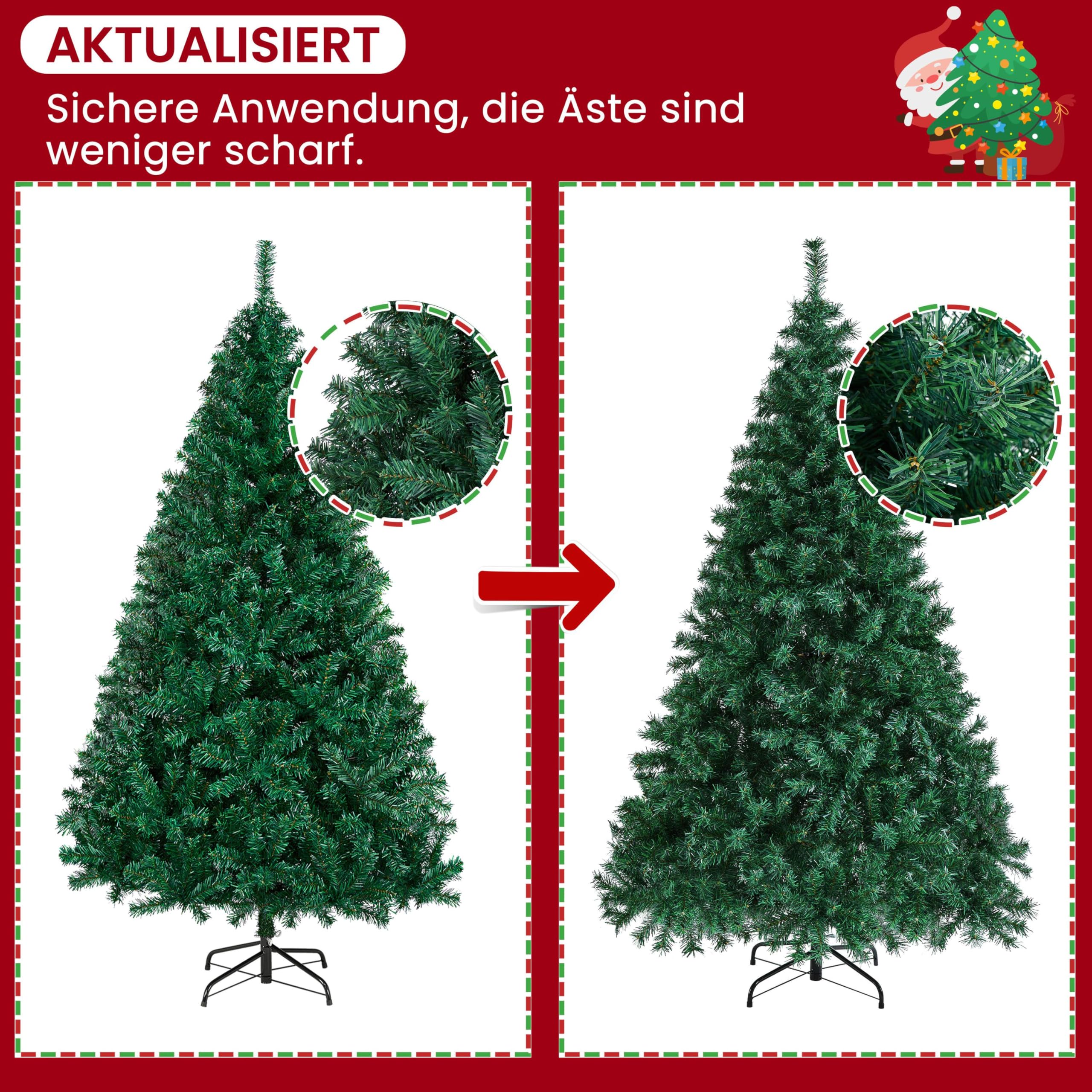 Yaheetech 183 cm künstliche Weihnachtsbaum, Schwer Entflammbare Tannenbaum mit 1000 Spitzen & Zusammenklappbar Metallständer, Schnellaufbau Klappsystem Christbaum Kunstbaum, Grün