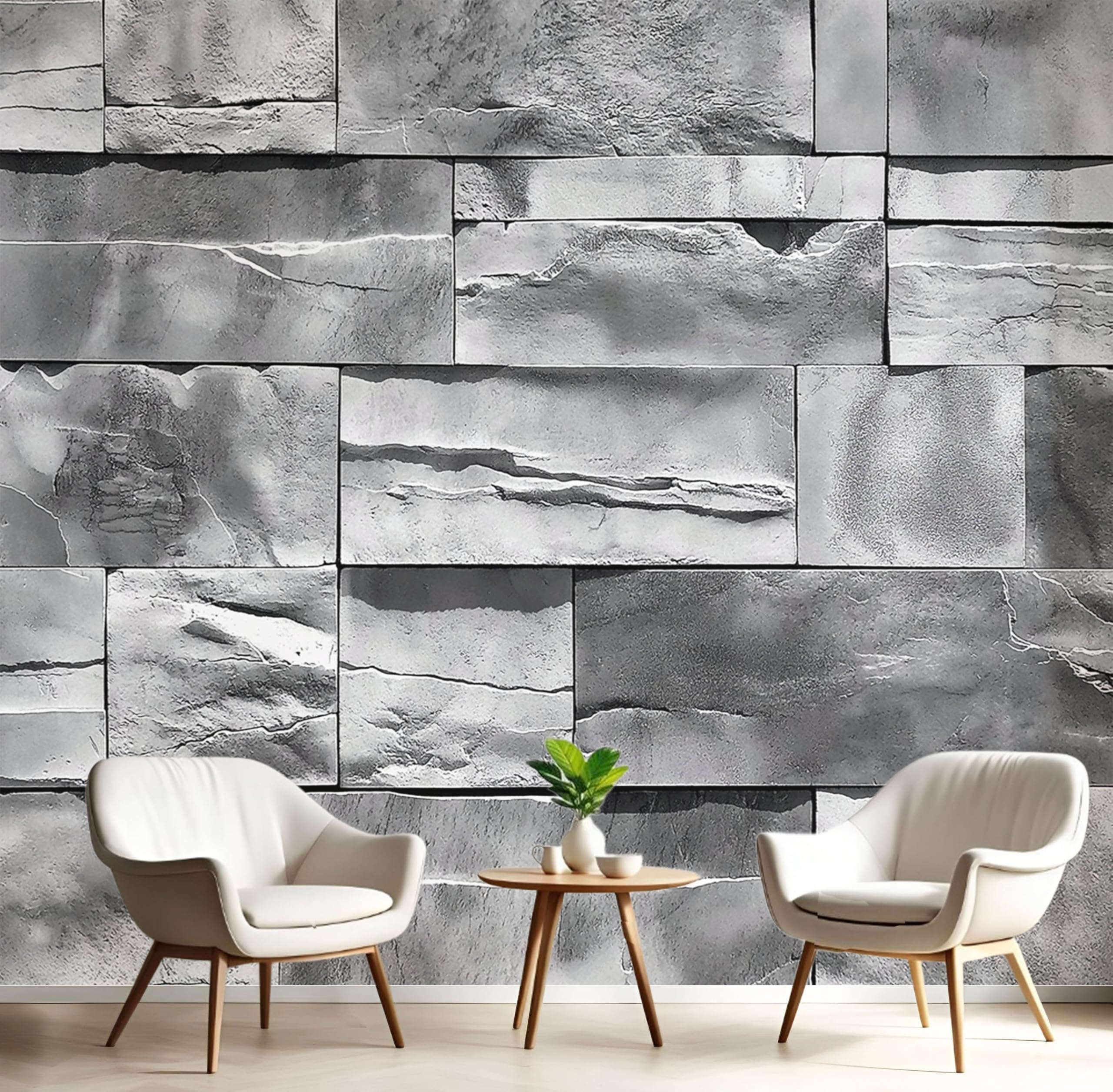 Papier peint 3D brique noir et blanc pour salon et chambre d'enfant moderne