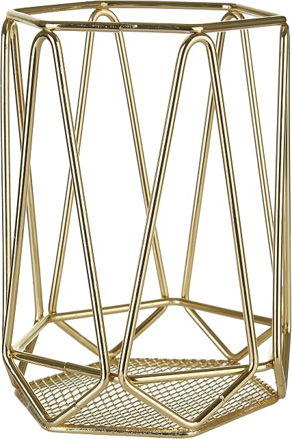 Premier Housewares 507569 Vertex Utensil Holder - Gold Plated, 12 x 12 x 16 cm