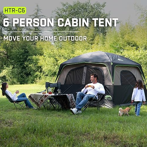 Miniatura 5 de Happy Travel Tent 6 Person Tents for Camping, Waterproof Easy Setup Camping Tent with Rainfly, Portable Large Family Cabin Tent with 5 Large Mesh