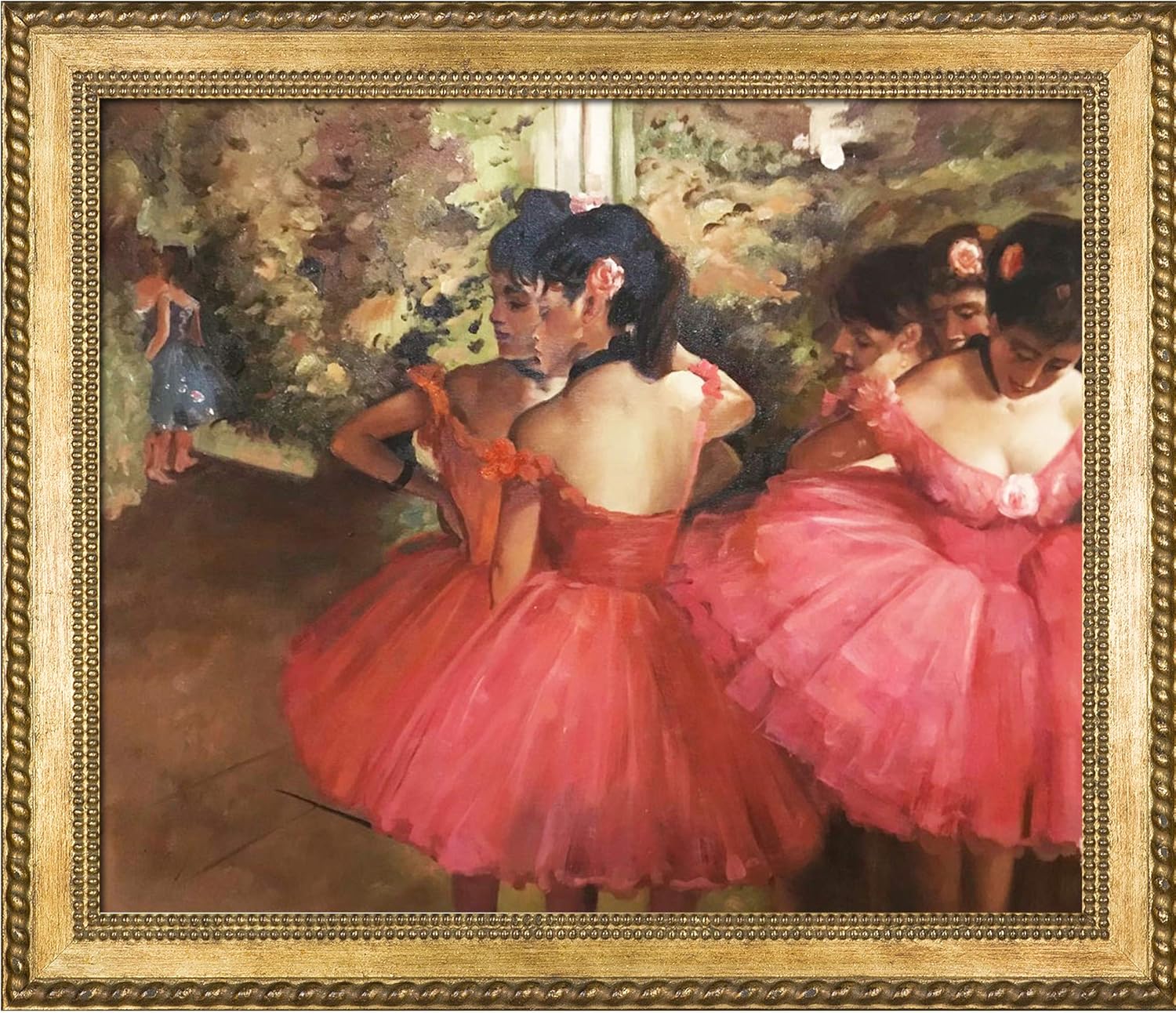 overstockArt Dancers in Pink by Degas with Verona Gold Braid Frame Painting, 20 by 24-Inch, Braid and Bead Detail