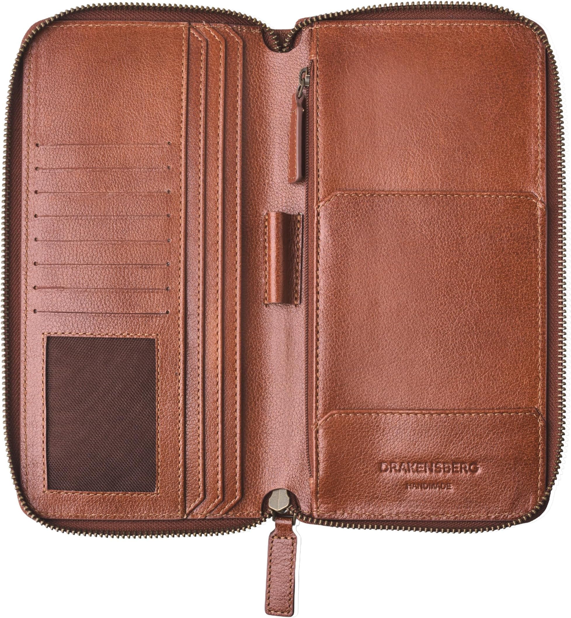 DRAKENSBERG Travel Wallet Men's Leather 'Travis' Travel Organiser Case for Passport, Sustainably Handmade, Patina - Vintage Brown, DR00164