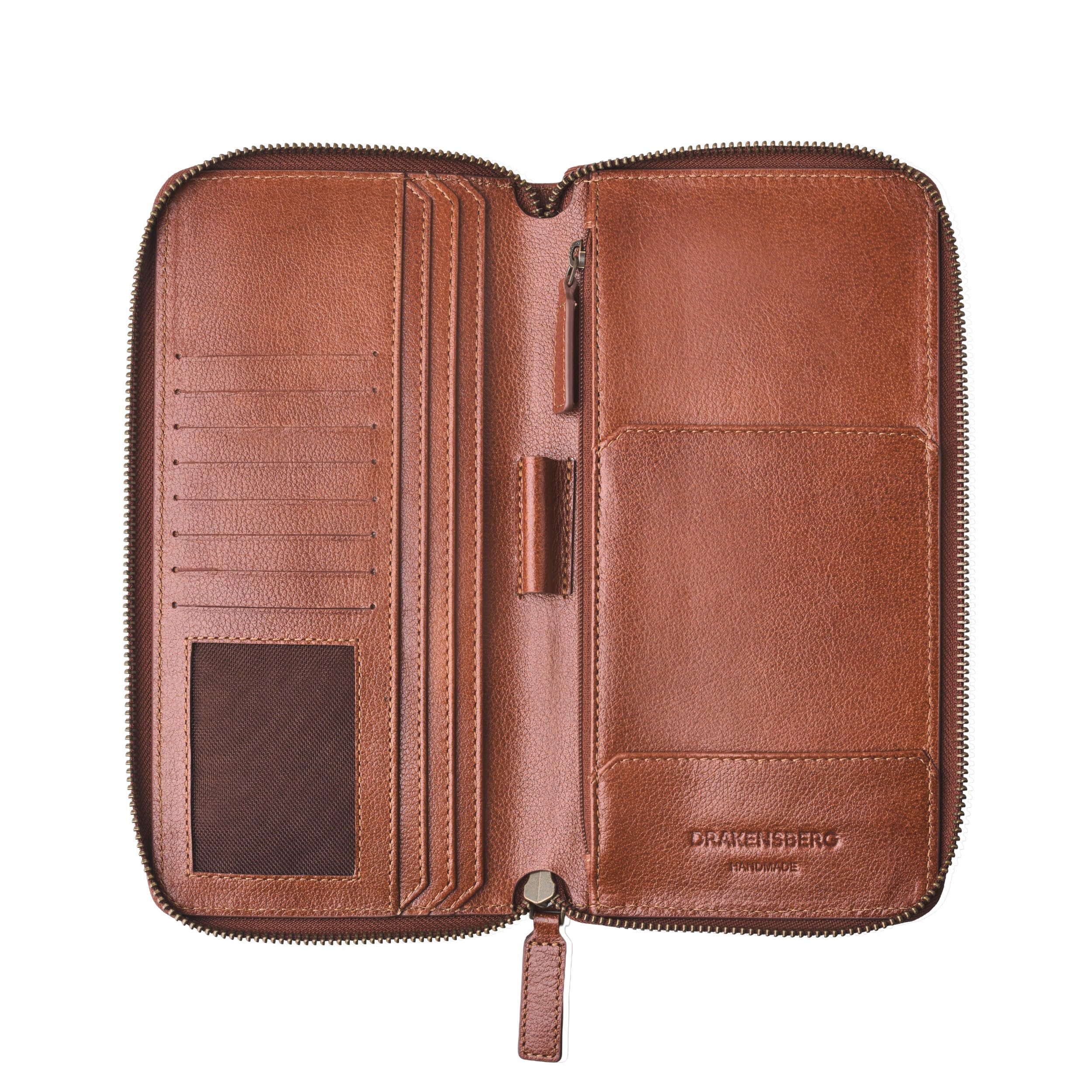 DRAKENSBERG Travel Wallet Men's Leather 'Travis' Travel Organiser Case for Passport, Sustainably Handmade, Patina - Vintage Brown, DR00164