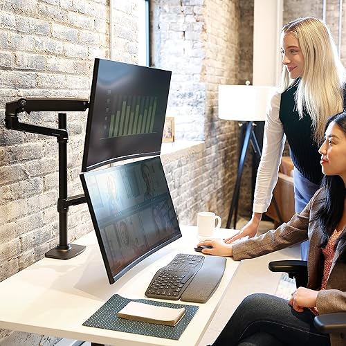Miniatura 4 de Ergotron Brazo de monitor dual apilable vertical LX, soporte de escritorio VESA para 2 monitores de hasta 40 pulgadas, 7 a 22 libras cada uno, poste