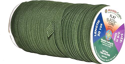 Vista 405 de Mandala Crafts - Rollo de cordón elástico plano para costura y manualidades Beige