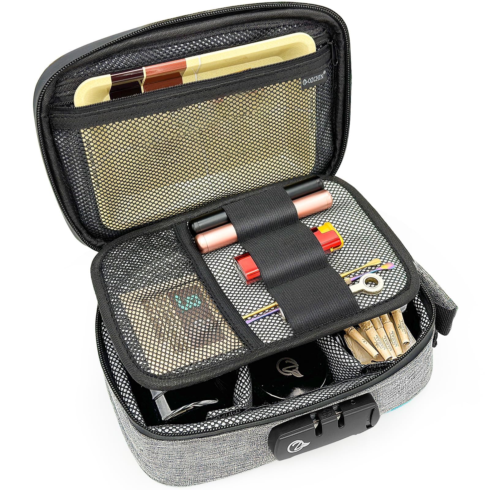 OZCHIN Smell Proof Bag with Combination Lock 9.5" x 6" x 3.5" File Organizer Case Container Medicine Lock Bag Travel Storage Case Safe Bags for Documents and Valuables Storage