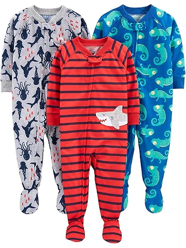 Simple Joys by Carter's baby-boys Loose-Fit Polyester Jersey Footed Pajamas