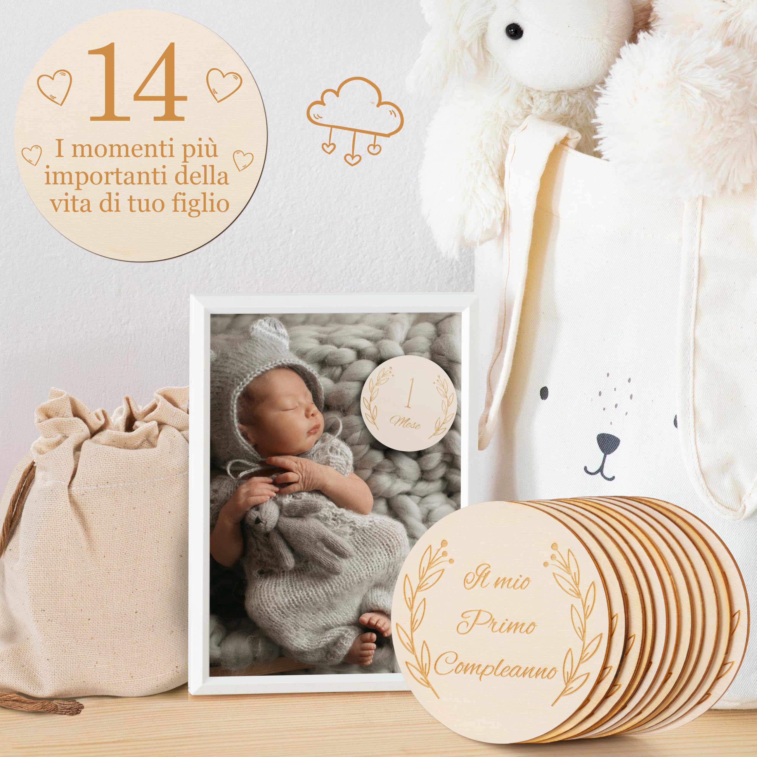 Wood You Buy Wooden Baby Milestone Cards, Baby Shower Card, Monthly Milestone Disks, Newborn Photo Props - Image 2