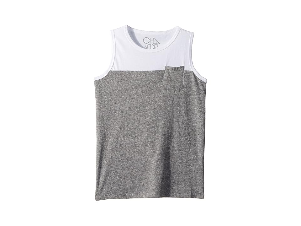 

Chaser Kids Super Soft Blocked Muscle Tank Top (Little Kids/Big Kids) (White/Streaky Grey) Boy's Clothing
