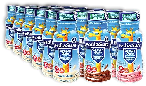 Niro PediaSure Grow and Gain with Immune Support Shake Nutrición completa equilibrada PediaSure sabor a fresa, vainilla PediaSure y chocolate