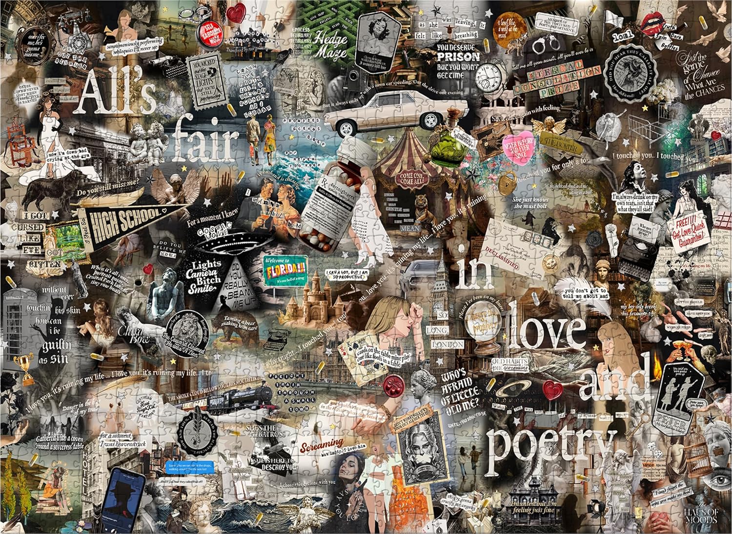 Taylor Inspired Puzzle (1000 Piece) Lyrics & Easter Eggs Jigsaw Puzzle 20" x 30", Puzzle Fun Game for Adult Kids, Official Haus of Moods, Gift for Fans, Album Pop Singer Graphic 2025 (Poets)