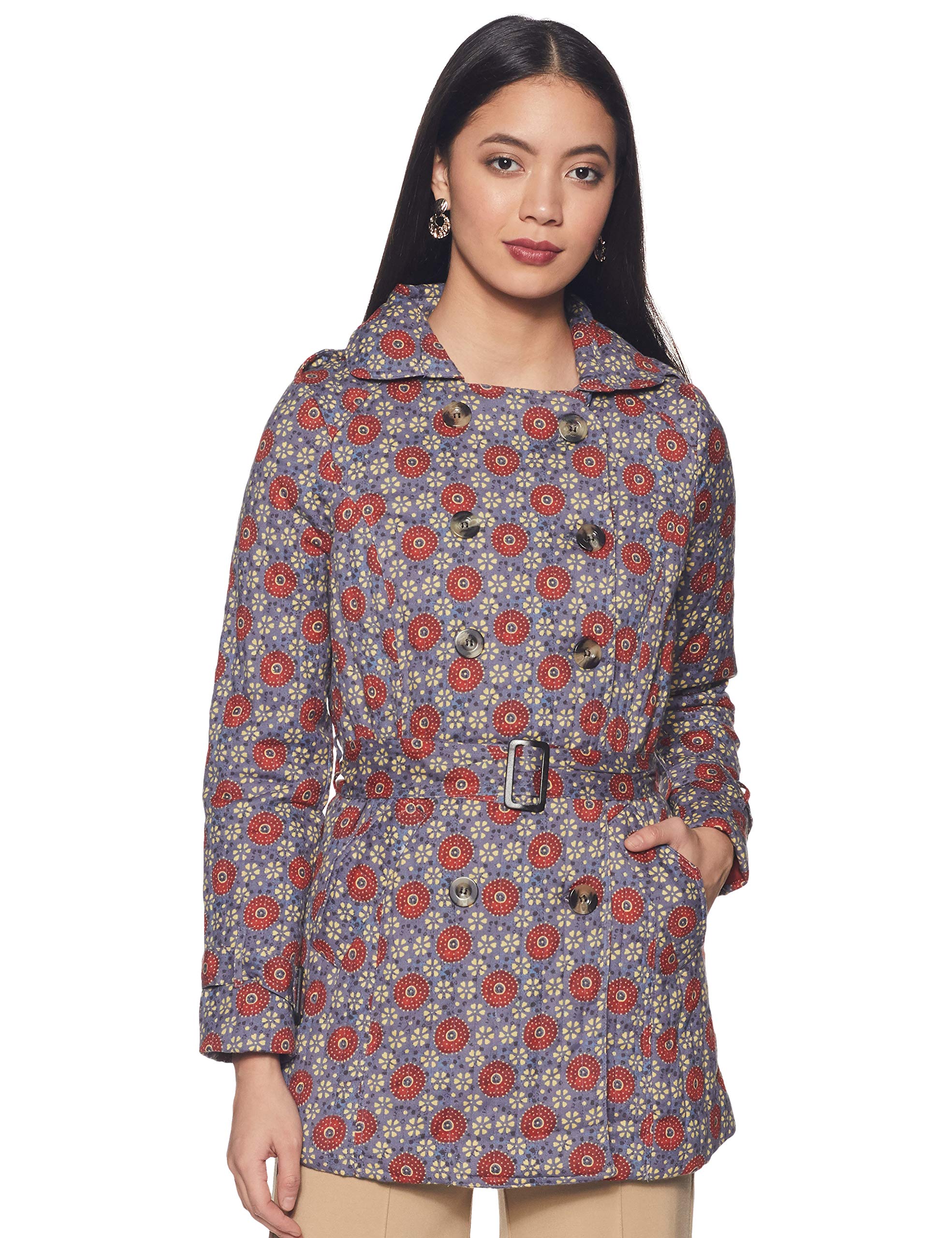 Rangriti Grey Cotton And Flex A Line Jacket For Women in grey