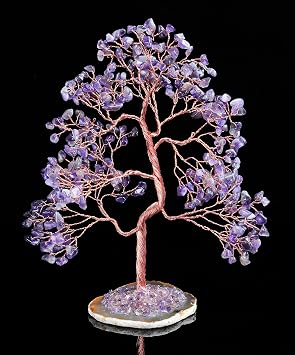 Crocon Amethyst Crystal Tree of Life Gifts for Women, Men & Family, Gemstone Agate Slice Base Healing Chakra Feng Shui Money Spiritual Gift for mom, Wife, Sister Birthday Present Home & Room Decor