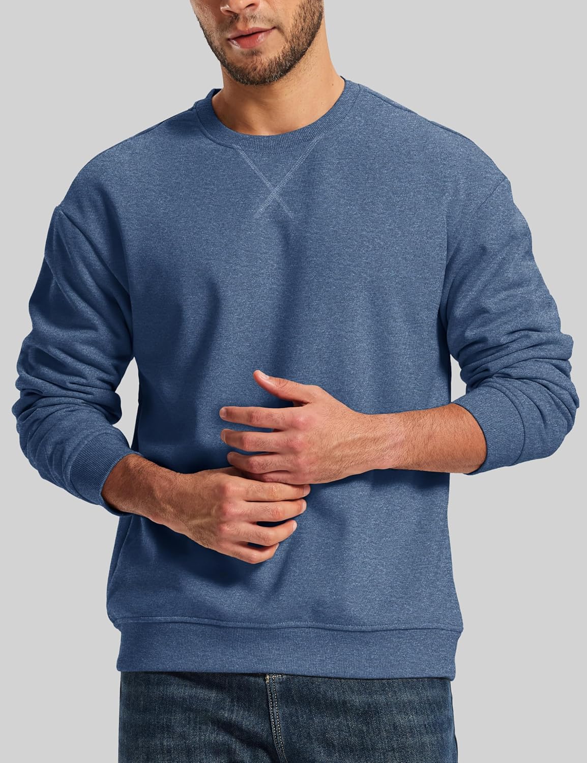 MAGCOMSEN Men's Crewneck Sweatshirt Sherpa Lined Casual Fleece Pullover Thermal Winter Warm Heavyweight Cotton SweatShirts - Image 2