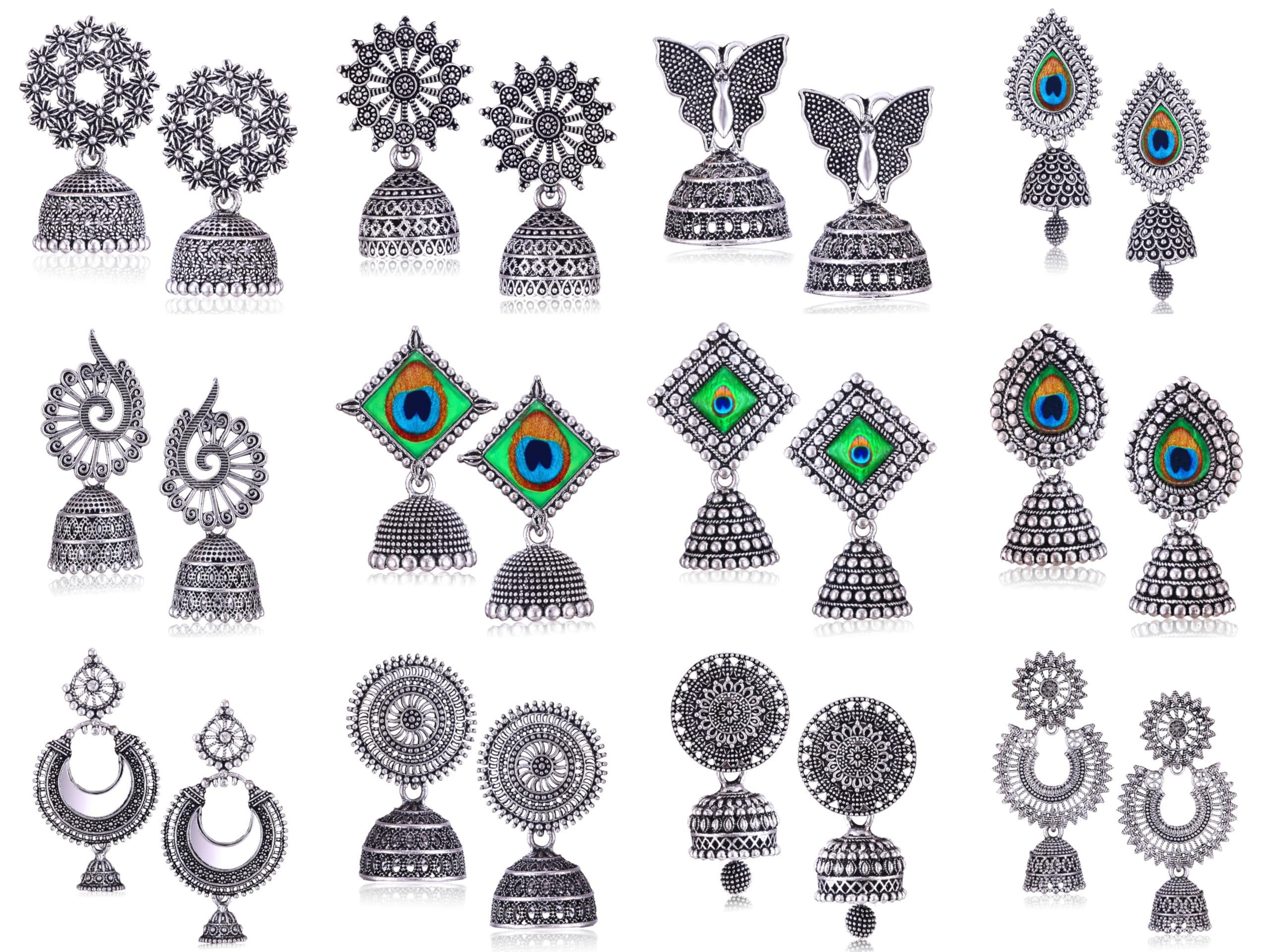 MEENAZ earrings for women fashion jhumka oxidised Silver Earrings for women Combo chandbali pearl chandbali stylish jhumkas traditional Earrings For girls South indian traditional Ear Rings -M870 (B0DCTPXVPG) Amazon Price History, Amazon Price Tracker