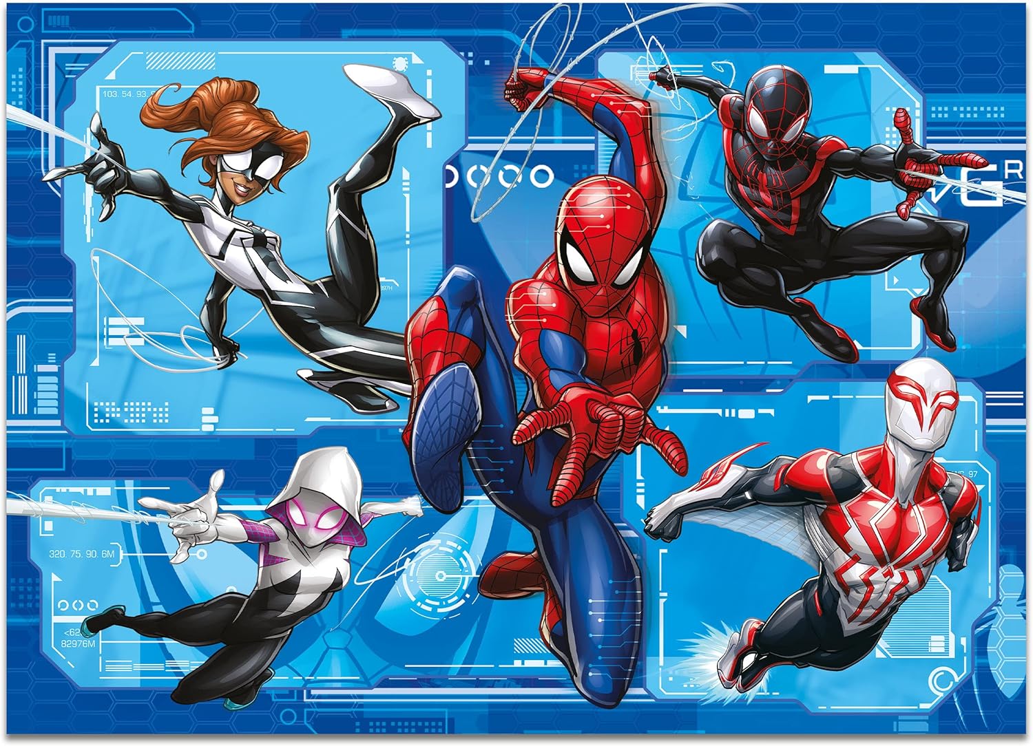 Liscianigiochi Marvel Puzzle DF, 100385, Rompecabezas de Doble Cara MAXIFLOOR 4x48 Spiderman