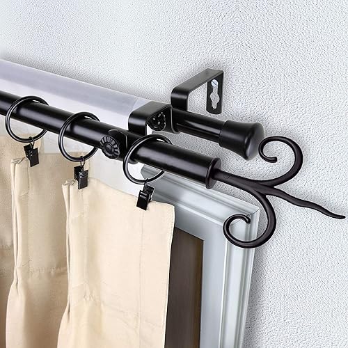 Miniatura 5 de Rod Desyne Lily - Juego de cortinero de doble ventana, 66 a 120 pulgadas, latón antiguo