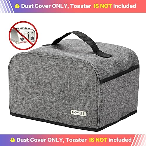 Vista 3 de Funda para tostadora HOMEST con bolsillos compatible con Cuisinart de 4 rebanadas, puede contener cuchillo esparcidor de mermelada y pinzas