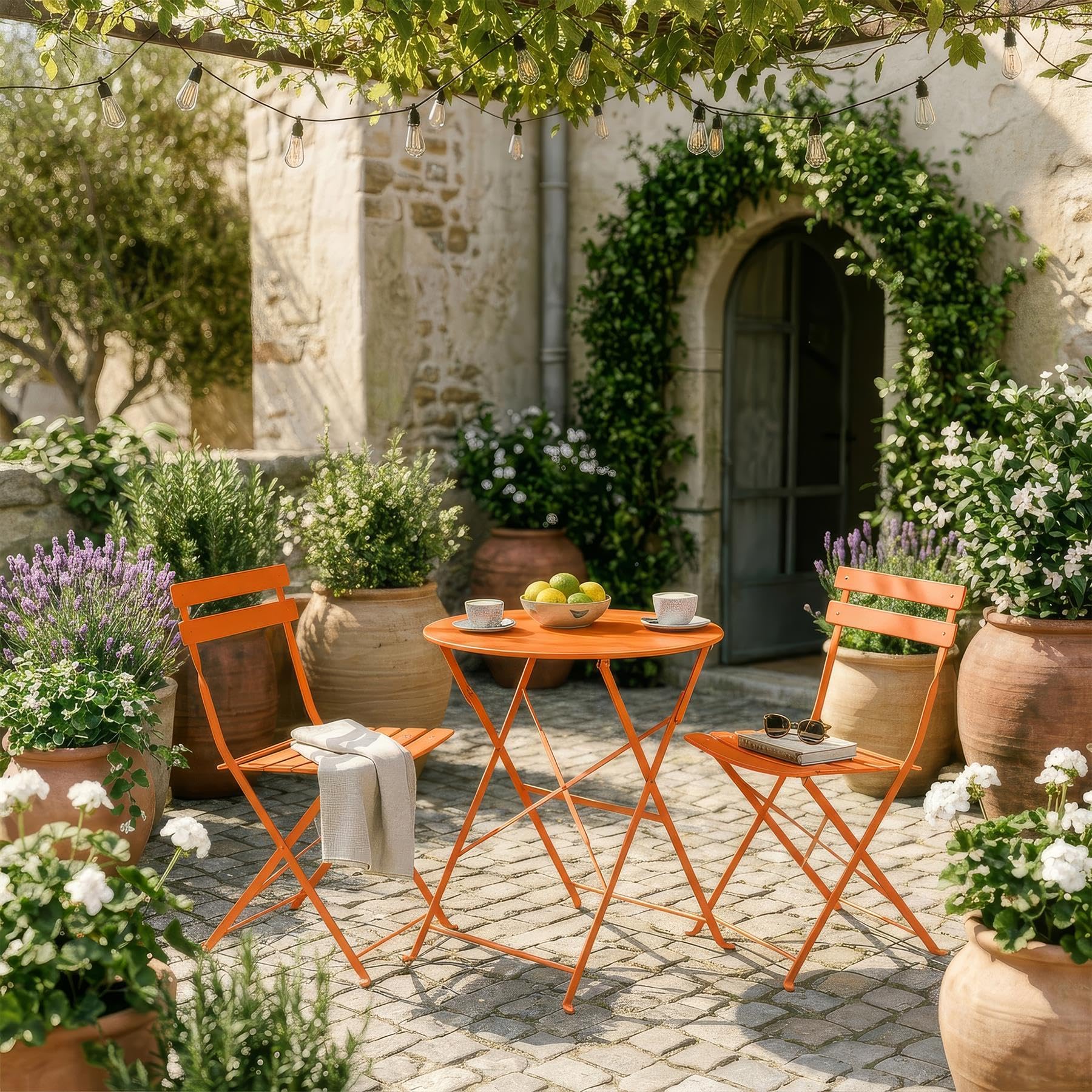 Harbour Housewares 2 Sitzer Sussex Bistro Set - Round - Orange