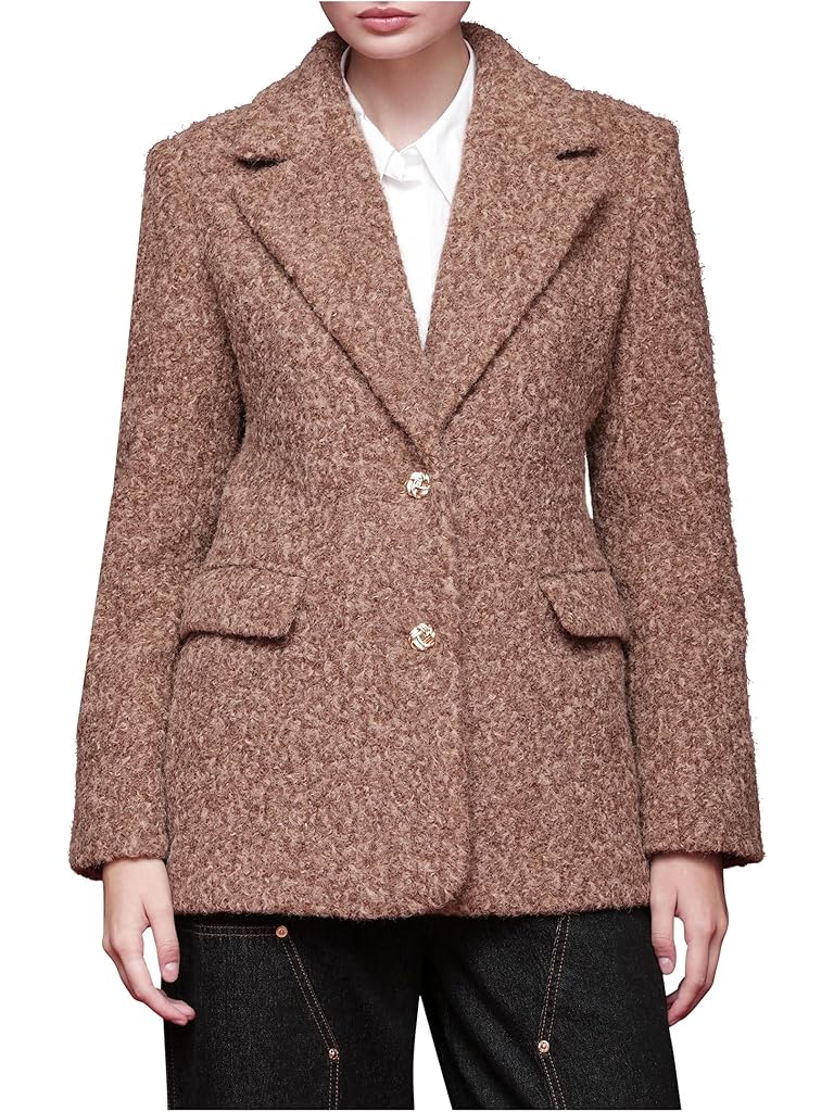 Tan Avec Les Filles Tweed Textured Blazer