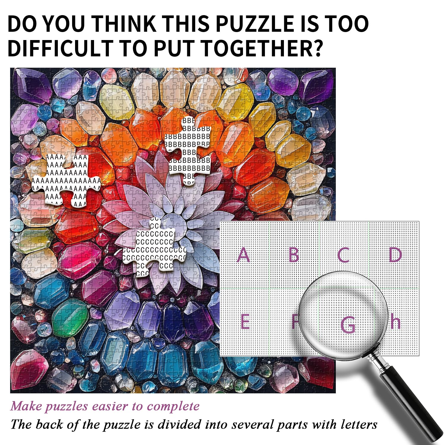PICKFORU Crystal Puzzles for Adults 1000 Pieces, Gem Art 1000 Piece Puzzle Crystal Art, Colorful Challenging Rainbow Jigsaw Puzzles as Home Decor - Image 3