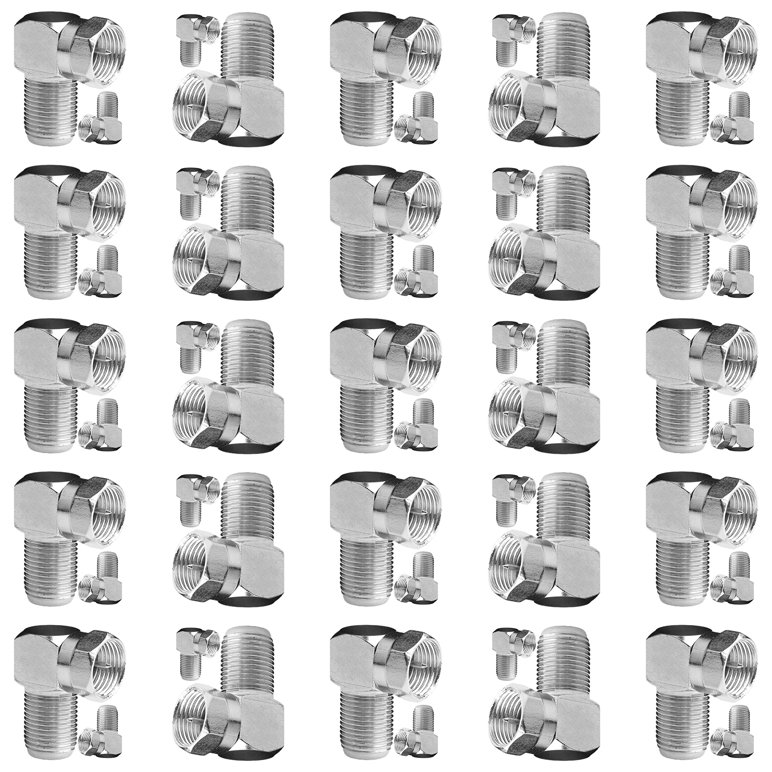 THE CIMPLE CO 25 Stück 90-Grad F-Stecker – Rechtwinklige Koaxialadapter Für Enge Ecken, RG6/RG59