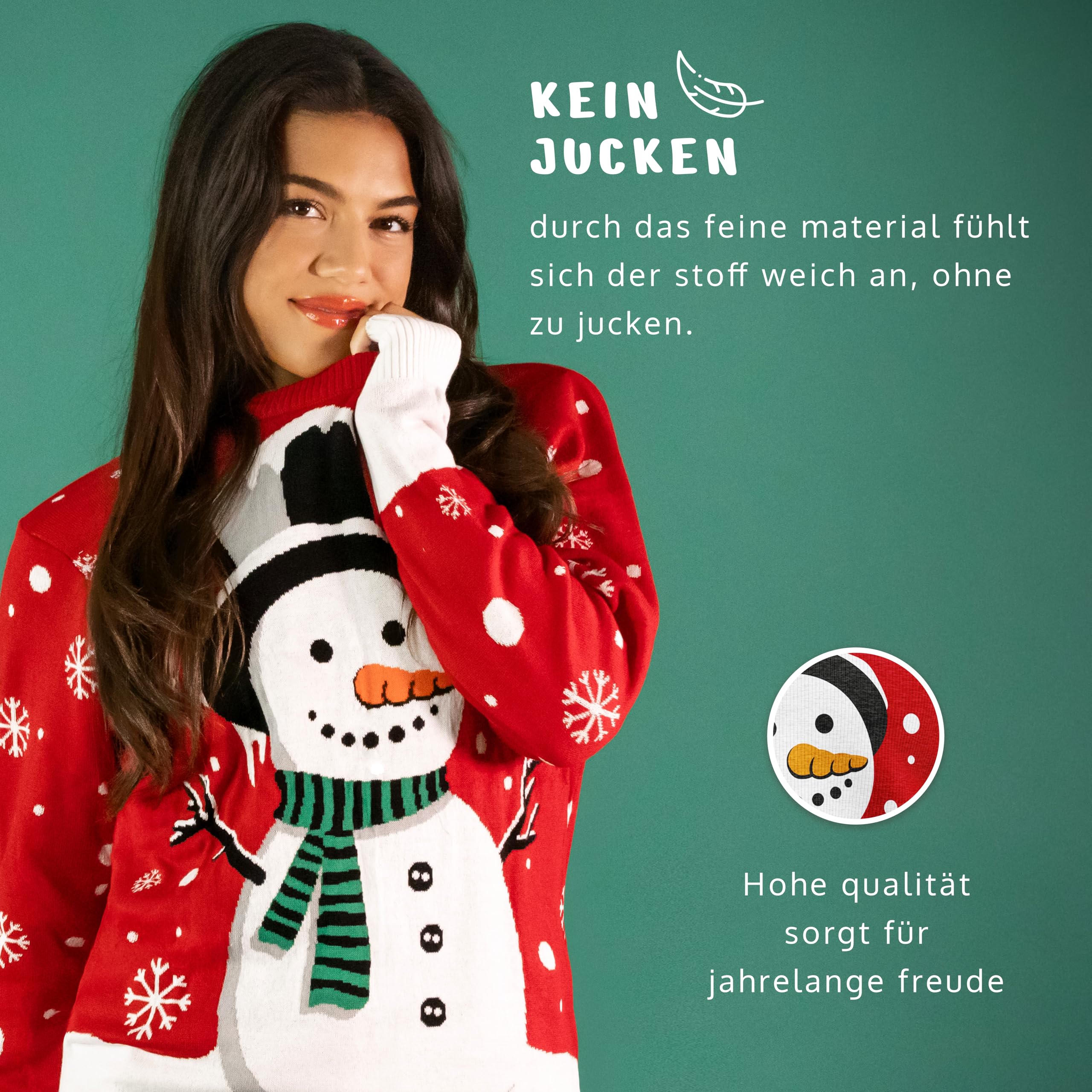 JAP Christmas Schneemann - Lustiger Hässlicher Weihnachtspullover Für Damen und Herren Ugly Christmas Sweater - Rot L