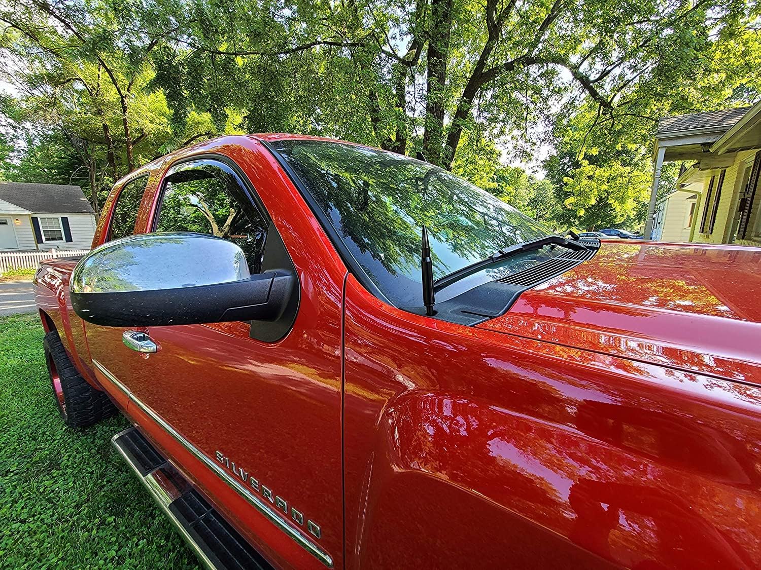 Bullet Style Antenna Mast for Chevrolet Silverado Pickup 1999-2026, Black Automotive Antenna Replacement for Cars, Trucks & SUV - AM FM Radio Compatible - Car & Truck Exterior Accessories