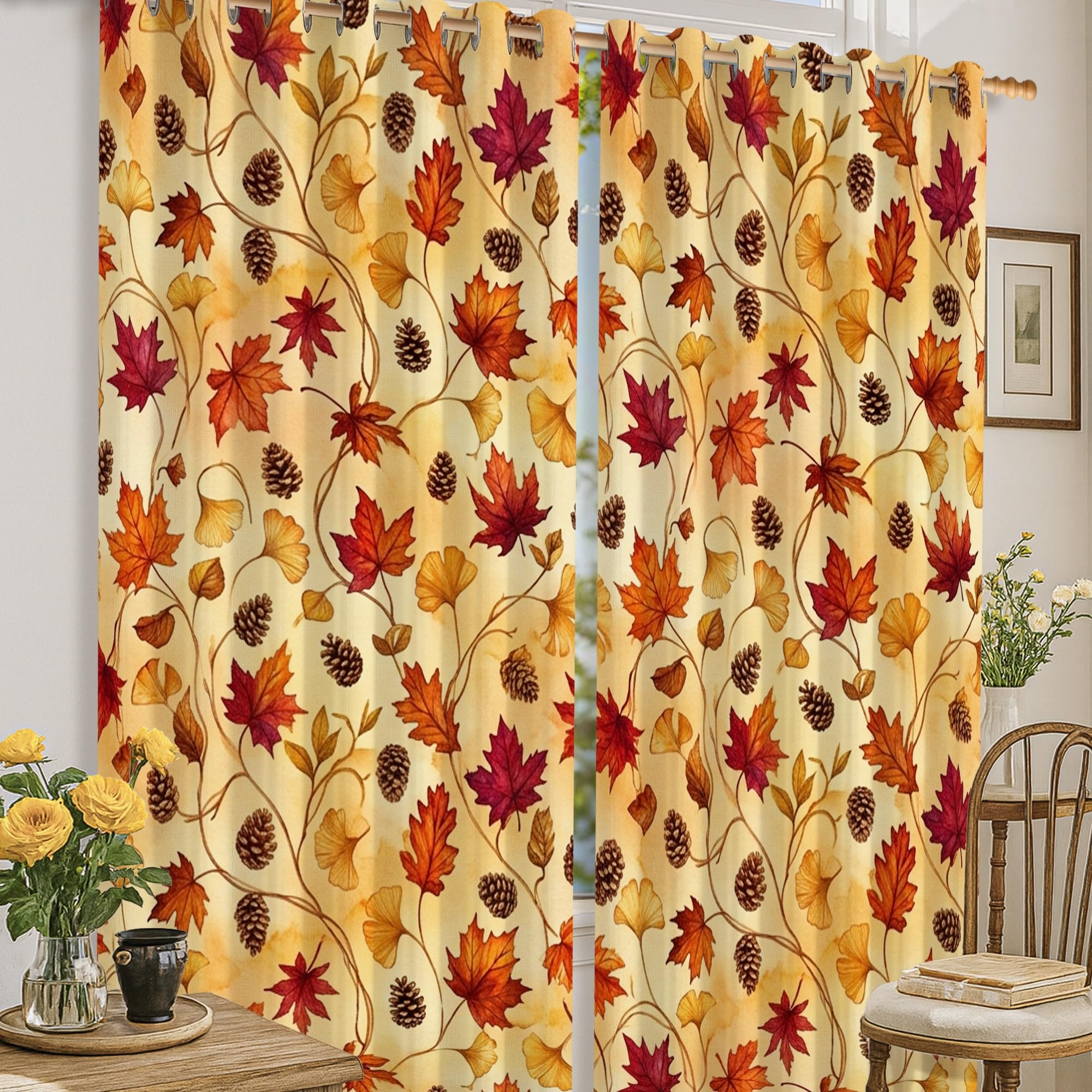 Rideaux occultants motif feuille d'érable pour un cocon familial doux