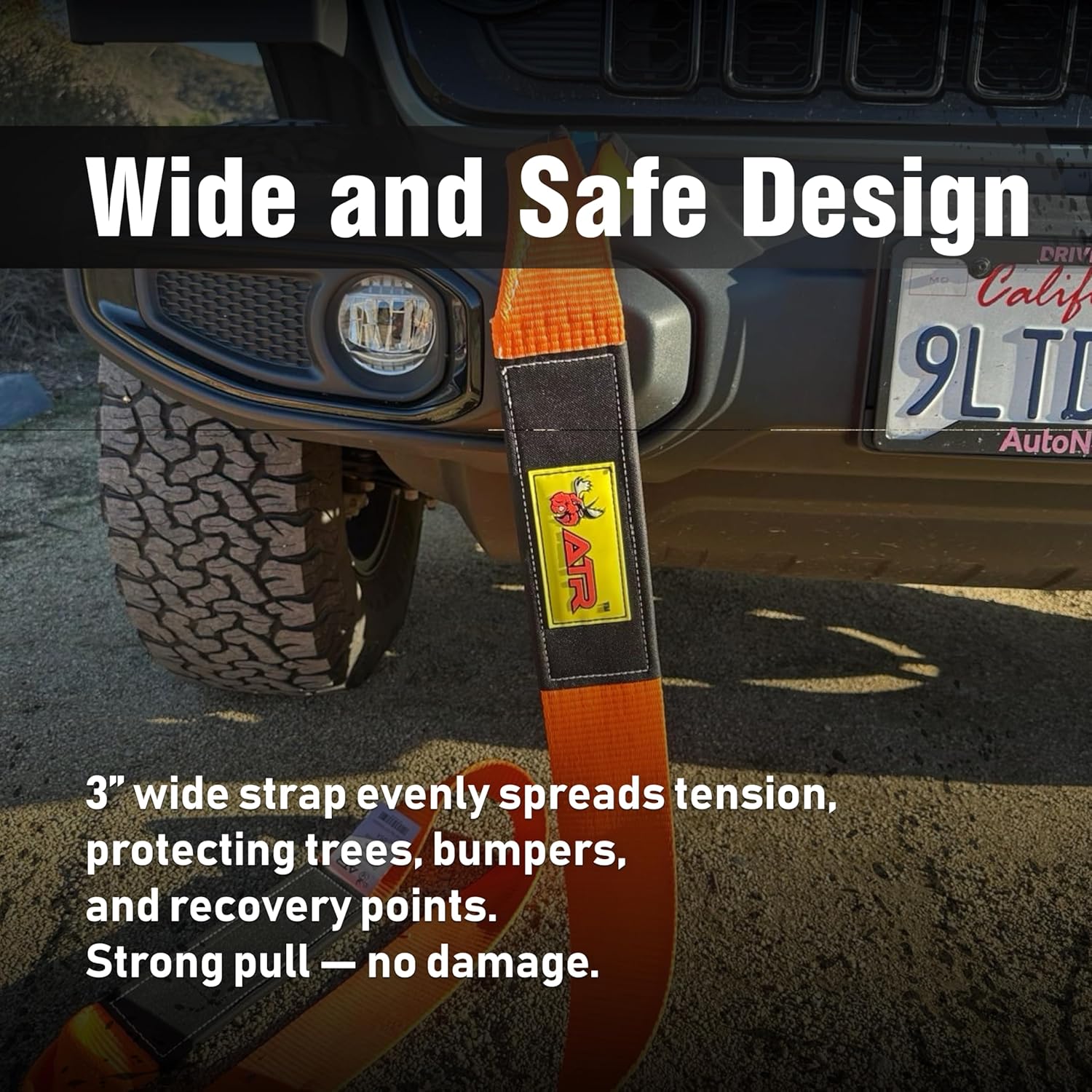 ATR Recovery Tow Strap 3″ x 20 ft – 22,200 lbs Breaking Strength, Heavy Duty Off-Road Recovery Strap for Truck, Jeep, SUV, Snatch Strap with Storage Bag – ATR USA - Image 3