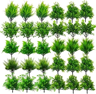 Dekorly Artificial Mix Green Grass Fake Outdoors Plant Bushes Decor Faux Greenery Shrubs for Outdoor and Indoor, Artificia Price In India