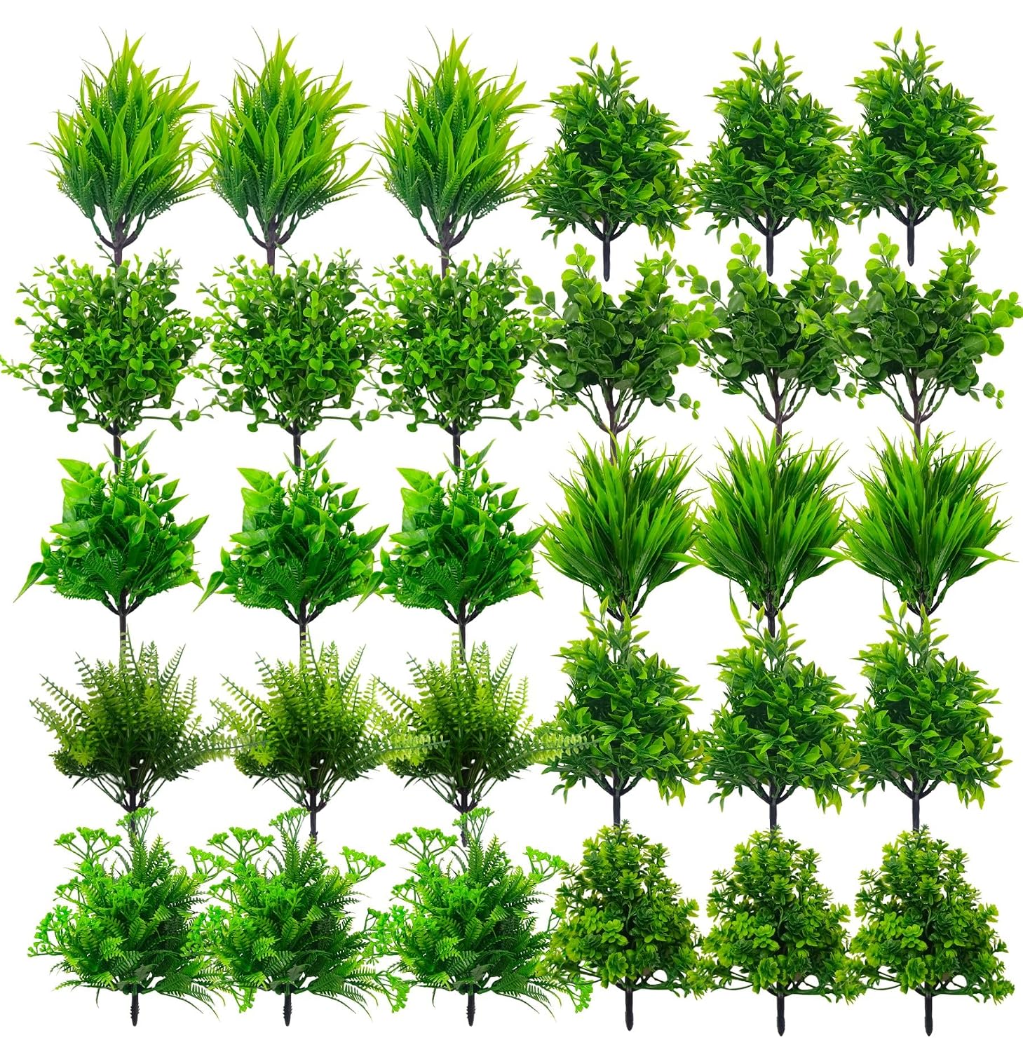Dekorly Artificial Mix Green Grass Fake Outdoors Plant Bushes Decor Faux Greenery Shrubs for Outdoor and Indoor, Artificia...