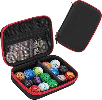 Minahao Toy Storage Box Compatible with 15 Bakugan Figures, BakuCores and Small Dolls, Mini Toys Carrying Case(CASE ONLY) (Black)