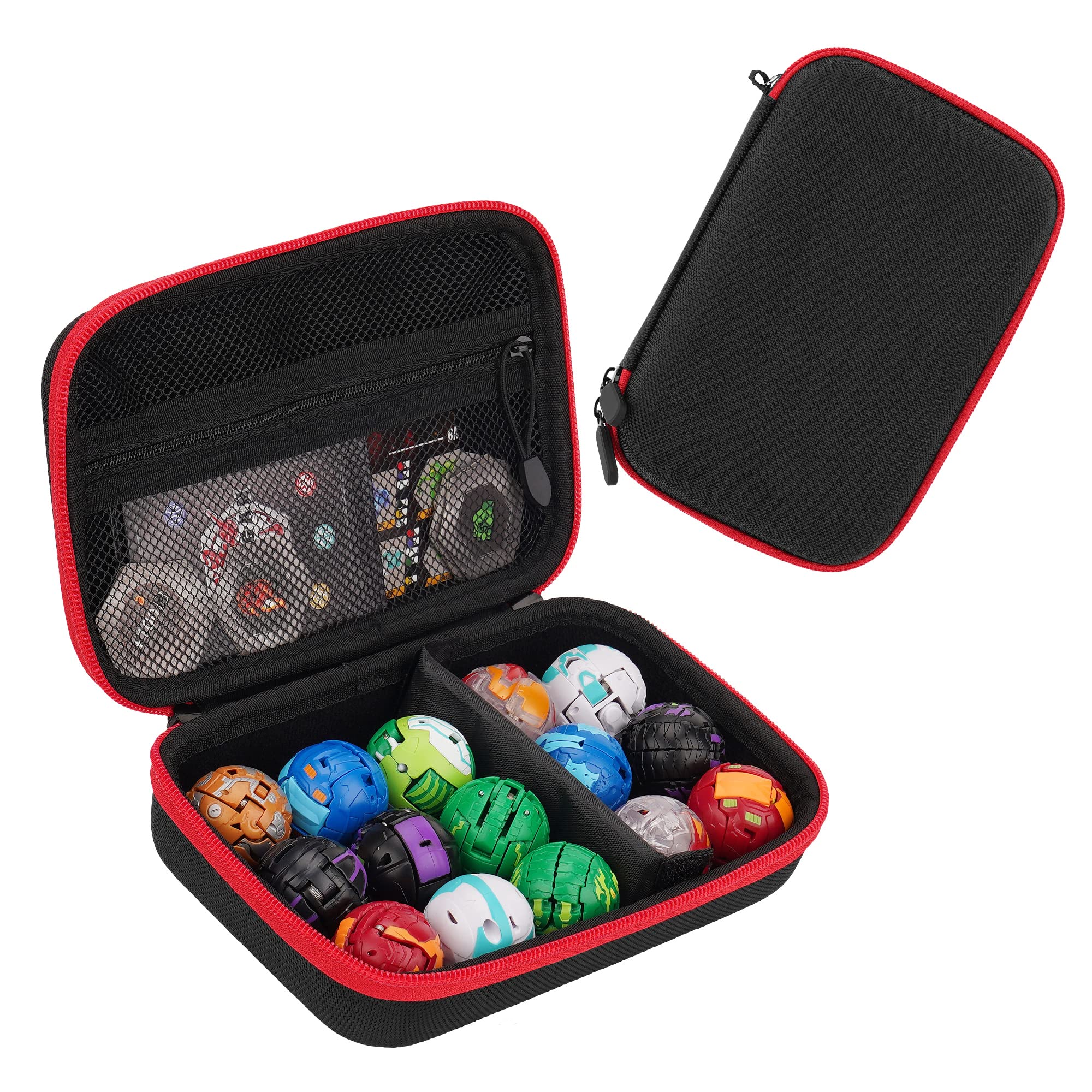 Minahao Toy Storage Box Compatible with 15 Bakugan Figures, BakuCores and Small Dolls, Mini Toys Carrying Case(CASE ONLY) (Black)