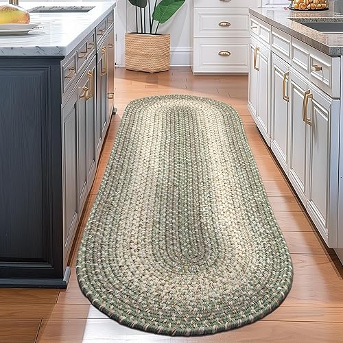 Miniatura 3 de Super Area Rugs Braided Rugs Farmhouse - Alfombra trenzada Ridgewood para sala de estar, reversible, para interiores y exteriores, fabricada en