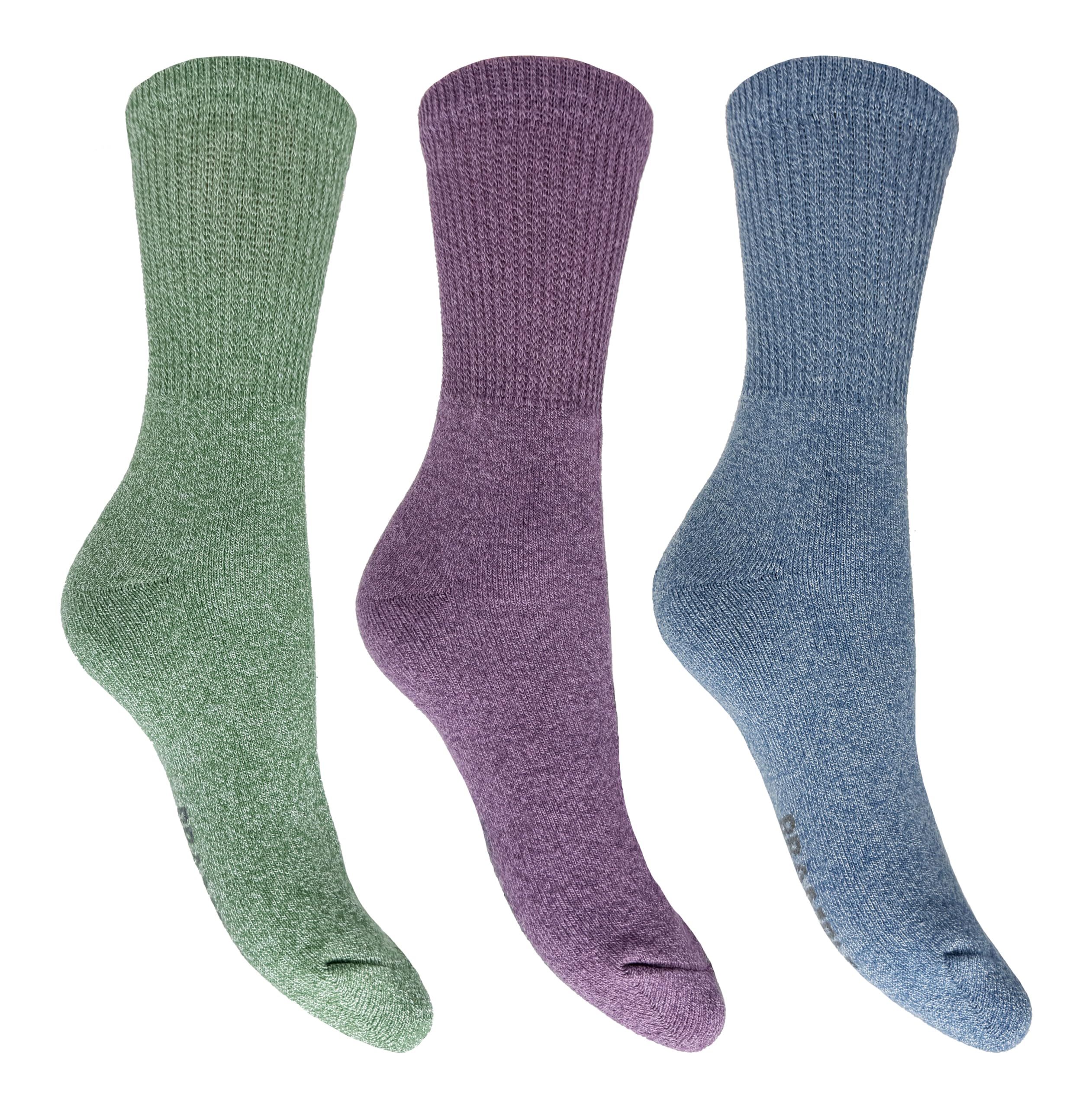 Bramble - Ladies Bamboo All Terrain Socks | 3 Pairs | U.K. Size 4-7 | Green/Purple/Blue Ladies walking boot socks, bamboo, outdoor comfort hiking, outdoor activity socks