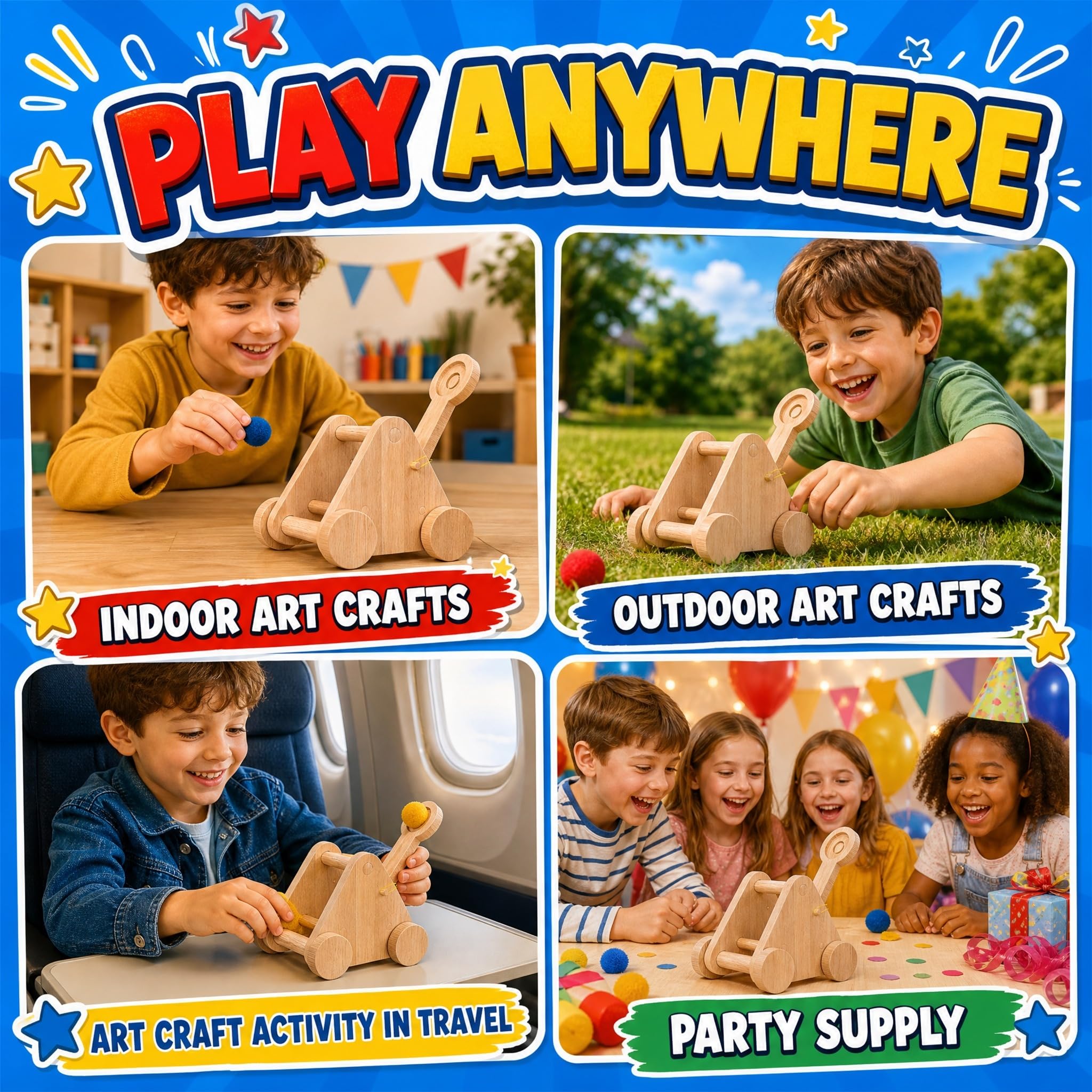 Wooden Catapult Craft Kit for Kids - Build & Paint! -6
