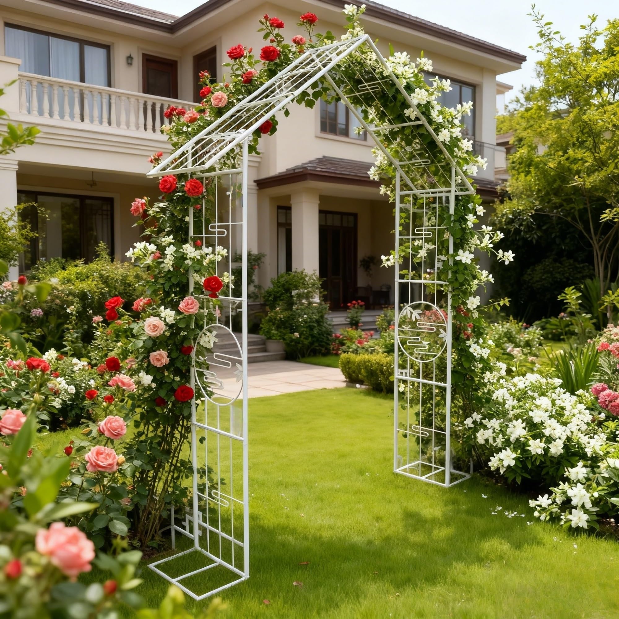 1 schmiedeeiserner Bogen-Blumenständer for die Außenterrasse
