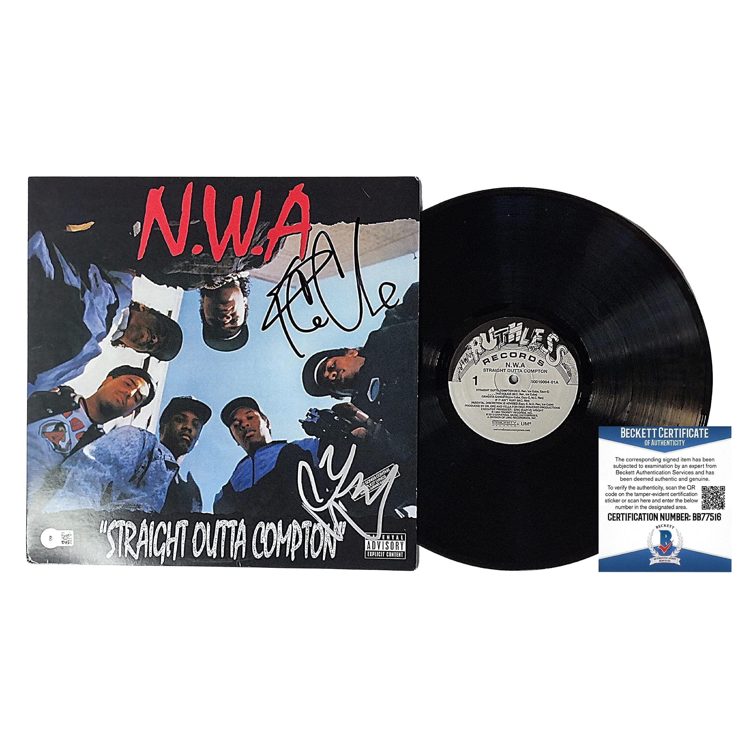 Autographed Ice Cube DJ Yella NWA Straight Outta Compton Vinyl