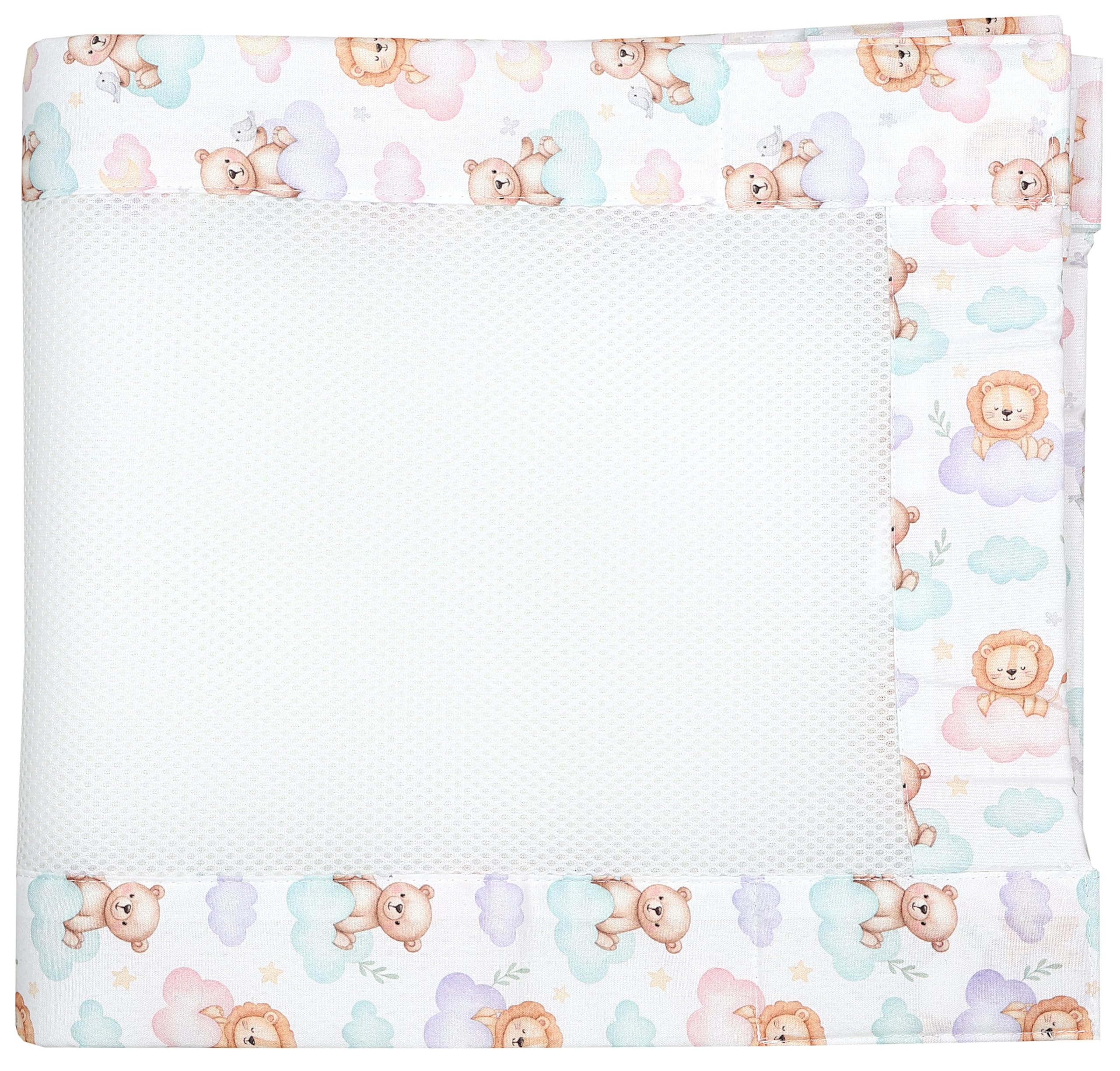 TupTam Barreaux Protection Filet Tour de Lit Bébé Mesh 3D Pack de 2 pièces, Lion et Ours, env. 128 x 30 cm (pour lit d'enfant 140x70)