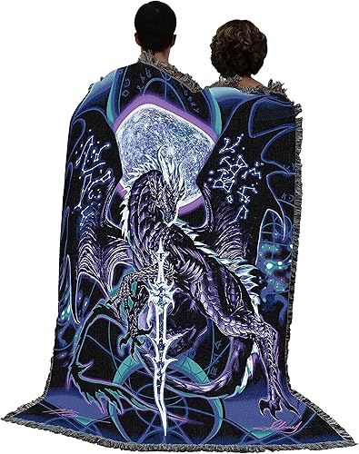 Miniatura 3 de Pure Country Weavers Ruth Thompson - Manta con diseño de dragón de fantasía nocturna tejida de algodón, fabricada en los Estados Unidos (72 x 54