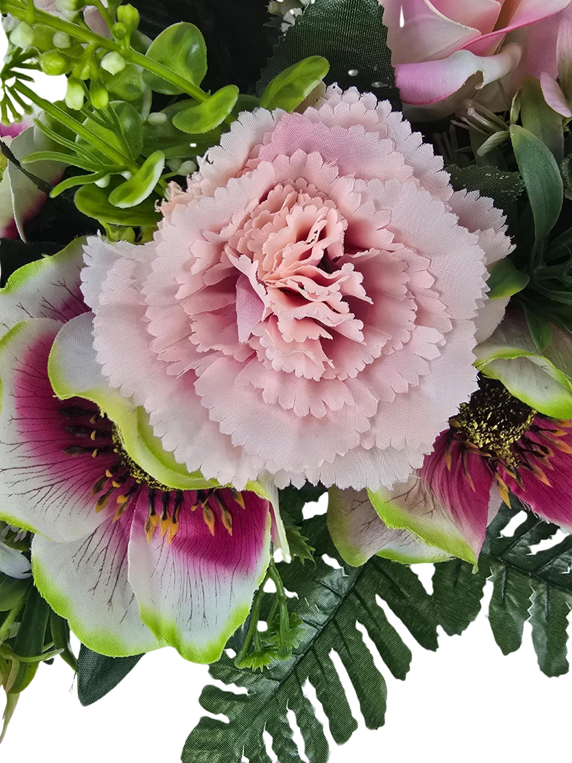 DRW Centro rotondo di fiori Cimitero, Chiesa Matrimoni sepolture garofani e papaveri Rose artificiali 40x40x35