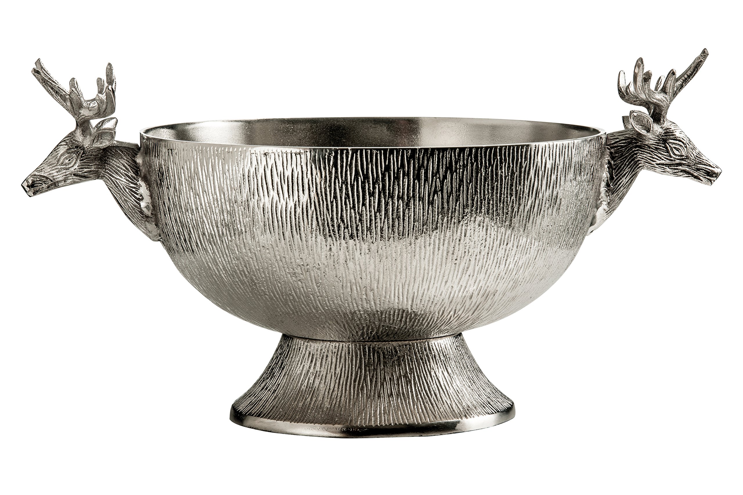 Premier Housewares Stag Punch Bowl - Silver - Nickel Finish