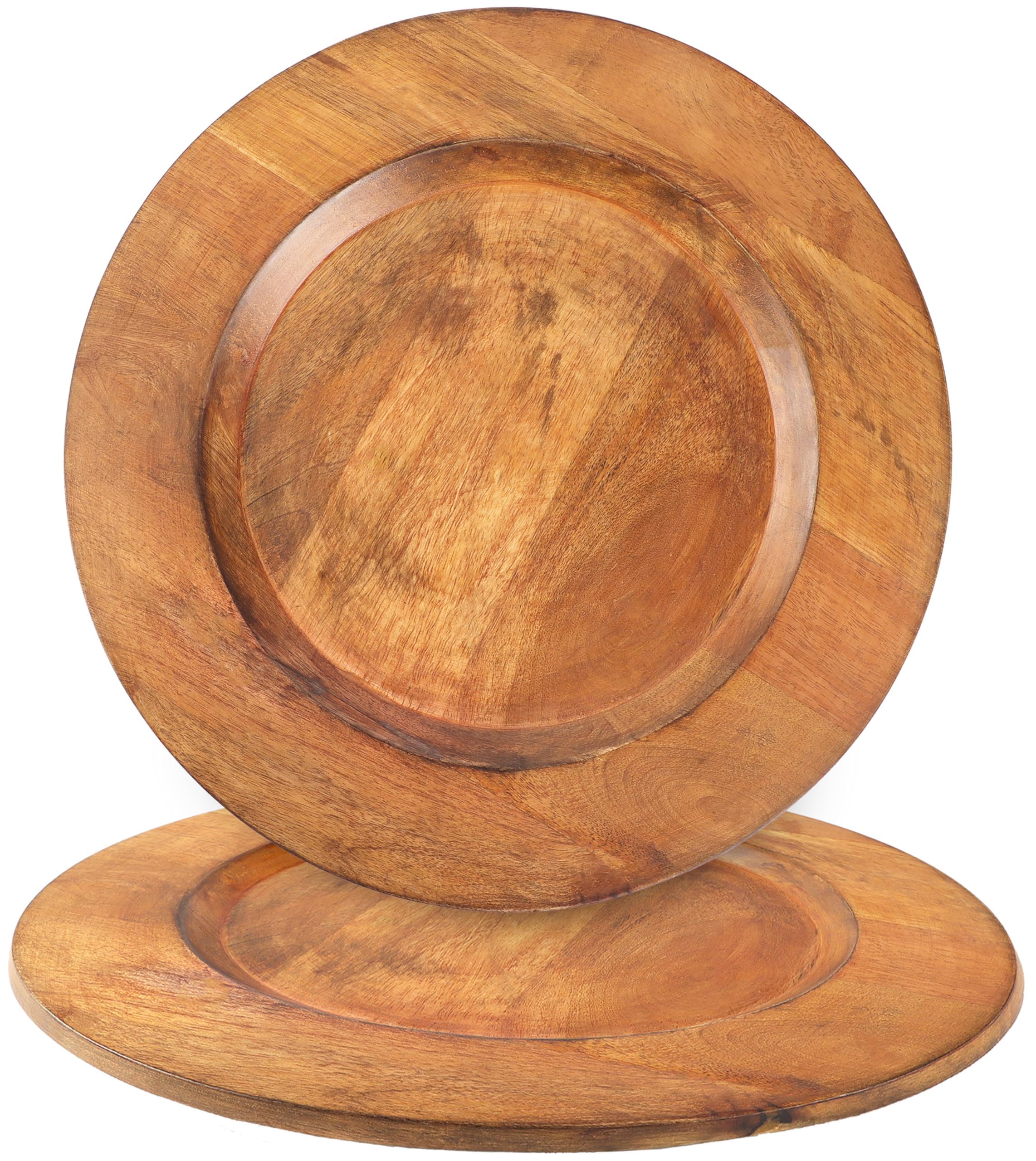 Amazon.com | Alpha Living Home Wood Charger Plate Set of 2 - Round